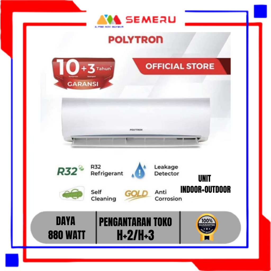 POLYTRON AC STANDARD / 1 PK PAC-09 VH UNIT INDOOR+OUTDOOR (BELUM TERMASUK PEMASANGAN DAN MATERIAL SE