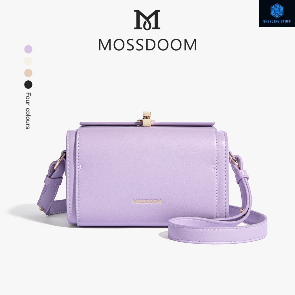 MOSSDOOM Tas Wanita Bexley Bag Tas Kotak Elegan Tas Selempang Desain Kunci Warna Solid