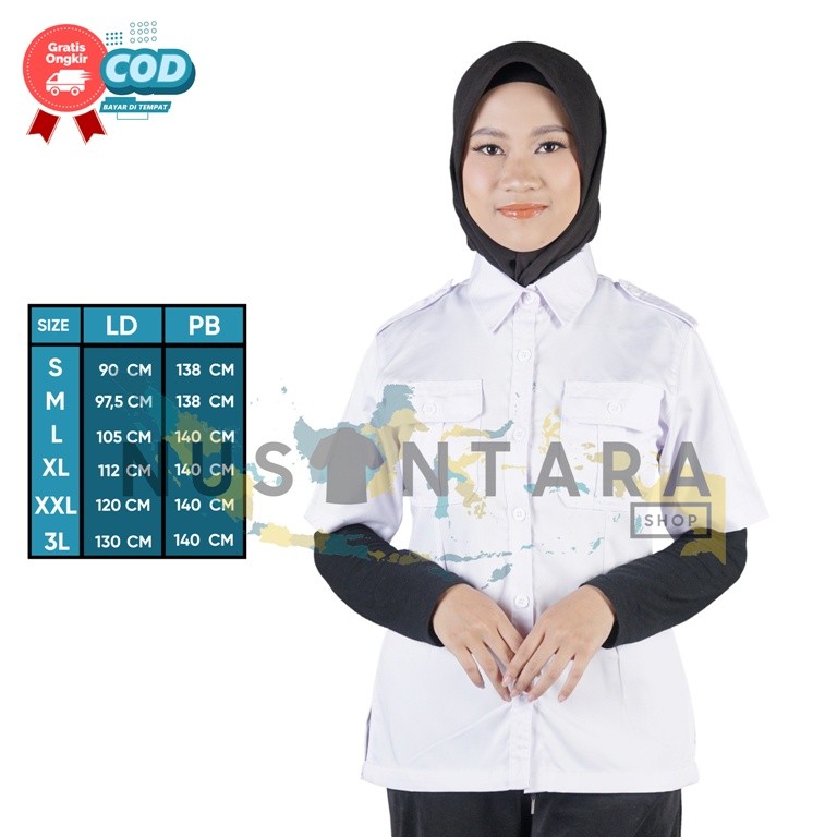 PROMO Kemeja Pdh putih Wanita Baju Pdh Wanita Lengan Pendek