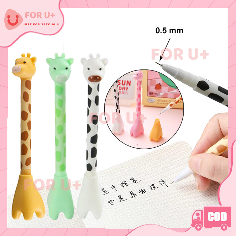 

Pulpen Gel / Pena Tinta Hitam Karakter Jerapah Lucu