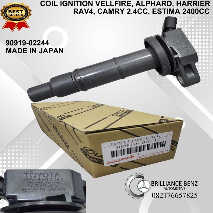COIL IGNITION KOIL ALPHARD VELLFIRE CAMRY HARRIER 2400CC RAV4 ESTIMA ORIGINAL 90919-02244