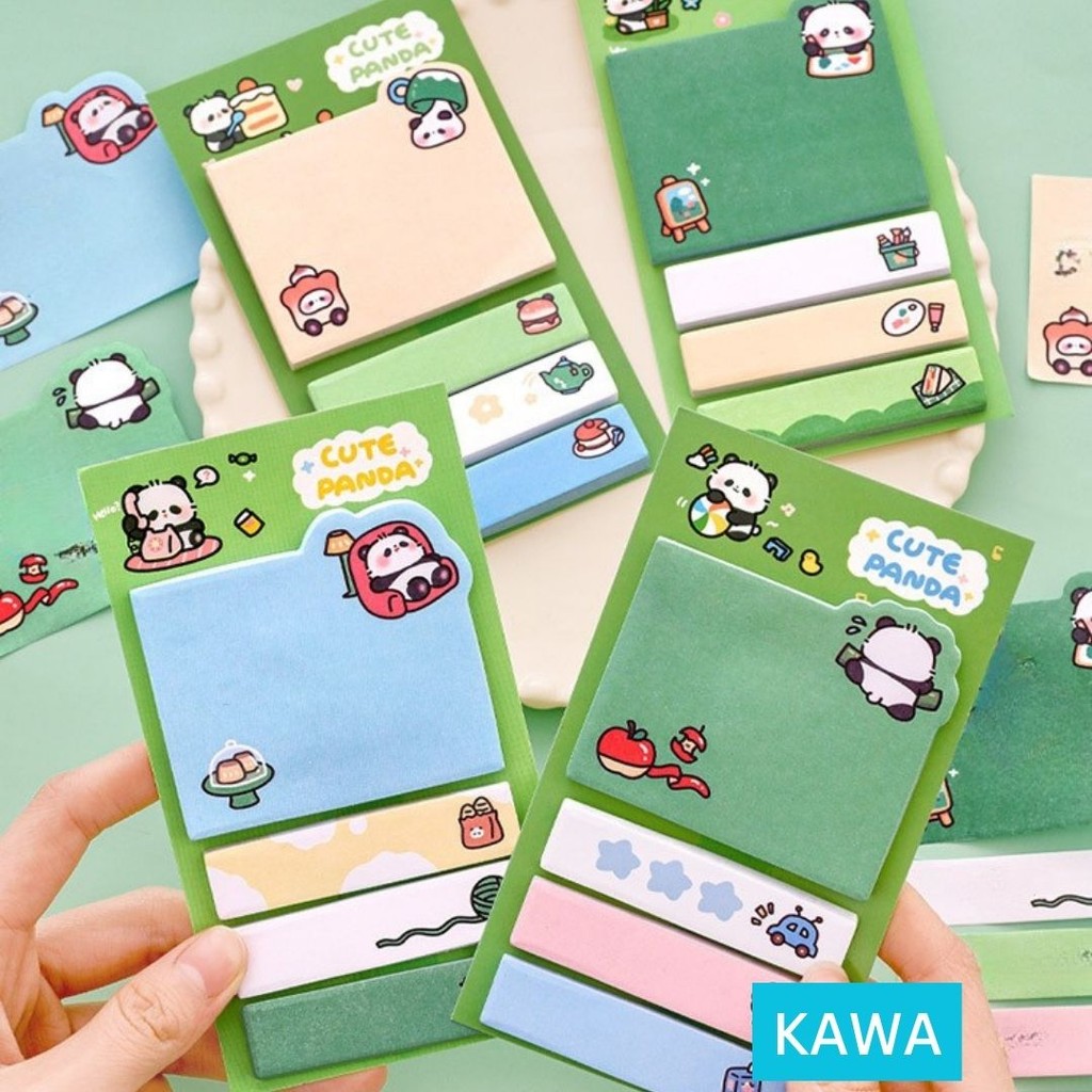 

KAWA Stick Note Set Isi 80 Lembar Motif Panda Sticky Notes Index Mark Lucu Catatan Kertas Tempel Pembatas Halaman Buku Cute