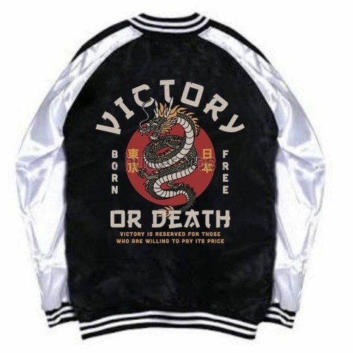 SELILINGSHOP Jaket Sukajan Baseball Victory Or Death / Jaket Sukajan Jepang Cosplay Pria Wanita