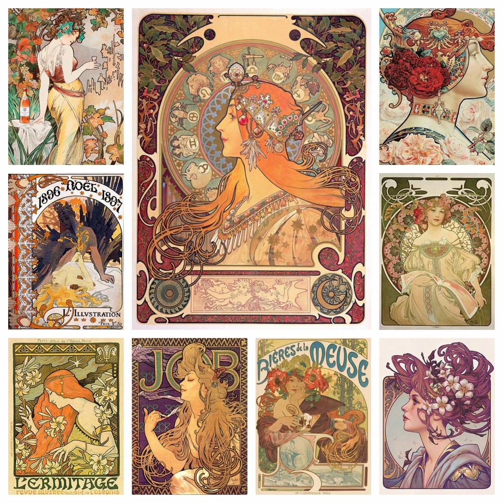 

Alphonse Mucha 5D DIY Diamond Painting Embroidery Vintage Beauty Nouveau Woman Cross Stitch Mosaic Picture Handicraft Home Decor