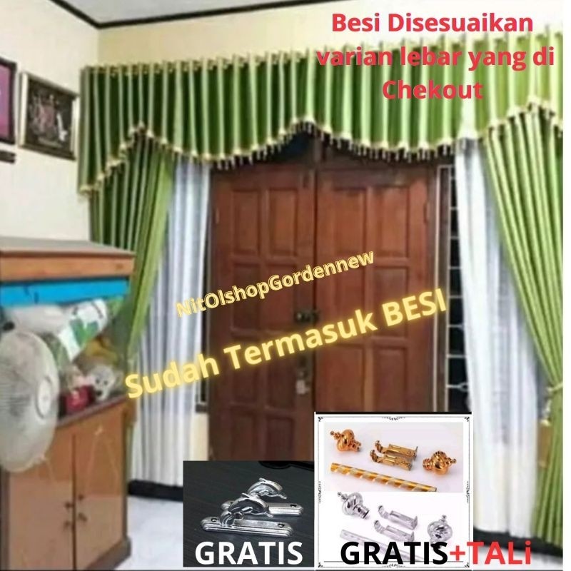 1 SETT GORDEN PONI M  + BATANG GORDEN   set gorden pintu tengah Ruang tamu Lengkap dengan pipanya Go