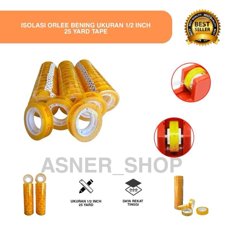 

ASNR Solasi Lakban Kecil Lem Kuat 1/2 Inch X 25 Yard Bening Tape Isolasi Selotip