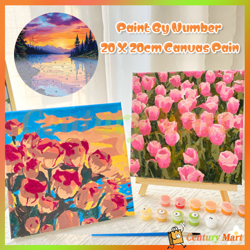 

CM Paint By Number 20x20cm Lukisan Kanvas DIY Digital Painting Kit With Kanvas
