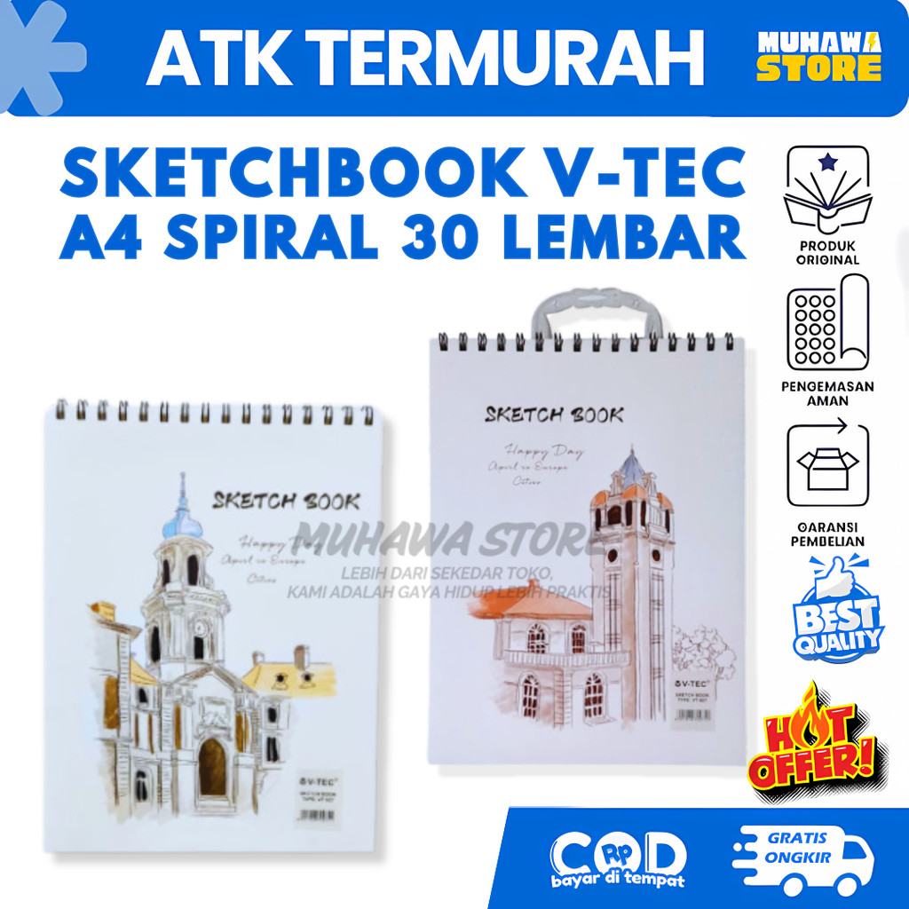 

SKETCHBOOK BUKU SKETSA A4 ISI 30 LEMBAR VT-827 V-TEC BUKU GAMBAR BUKU SKETSA 160 GSM