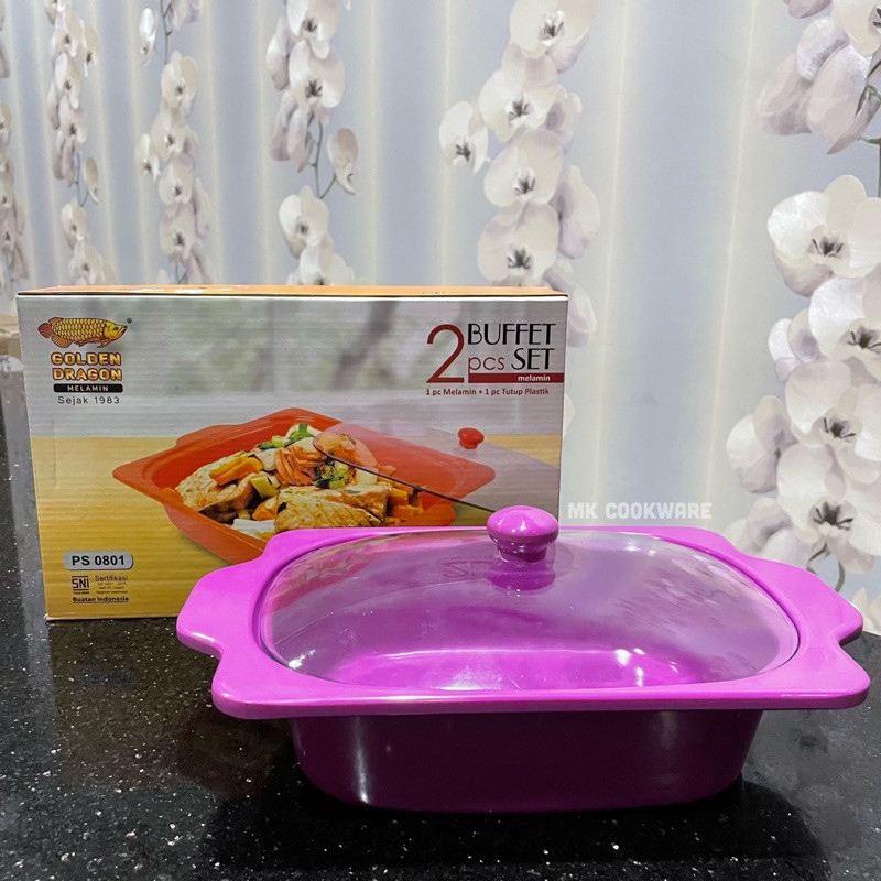 GANDISUARTINILARISSHOP Golden Dragon Melamin - Buffet Set Melamine 9inci Tempat Lauk & Kue Serbaguna