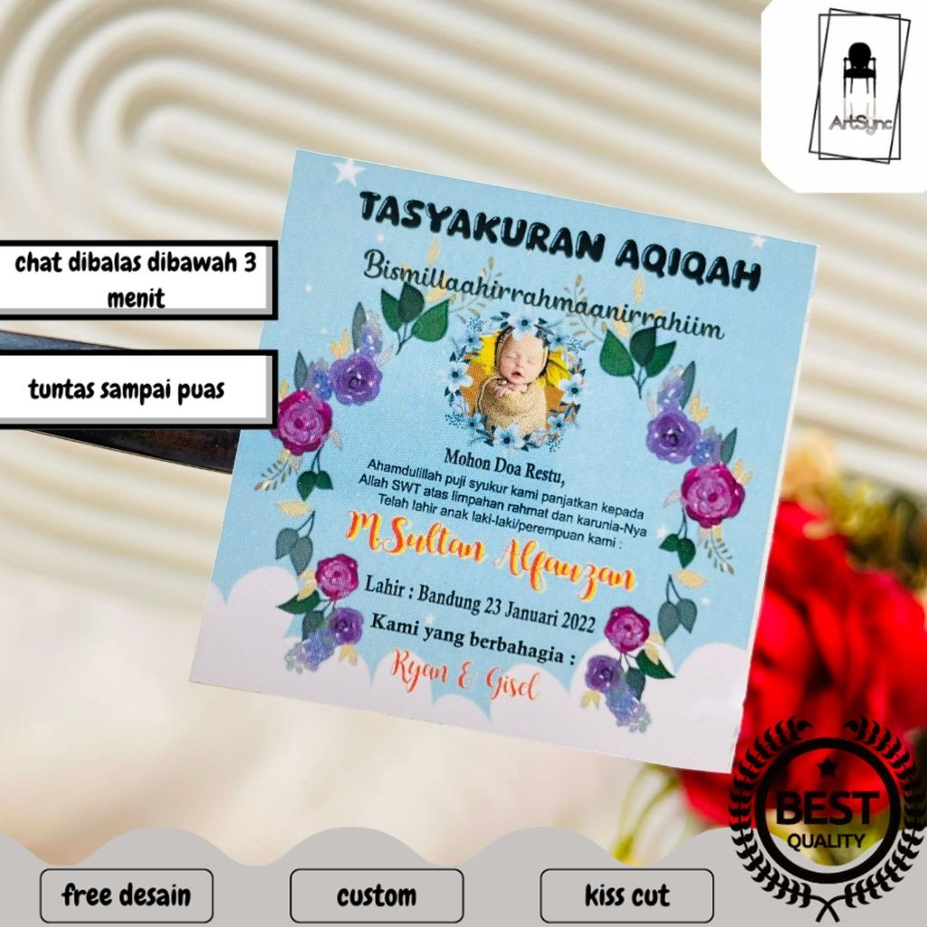 

Syncart Print Stiker Tasyakuran Aqiqah Bayi Sticker Syukuran Aqiqah Anak Bentuk Kotak Uk. Kecil