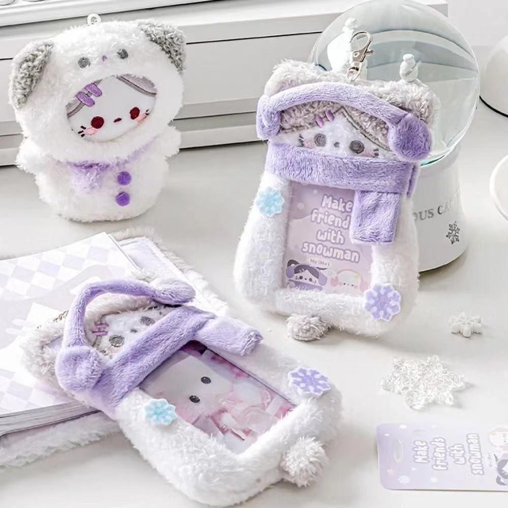 

Plush Snowman Foto Clip Dengan Chain Cartoon Animal Foto Frame 3-inch/2R Kpop Photo Clip for 2025 Birthday Gift