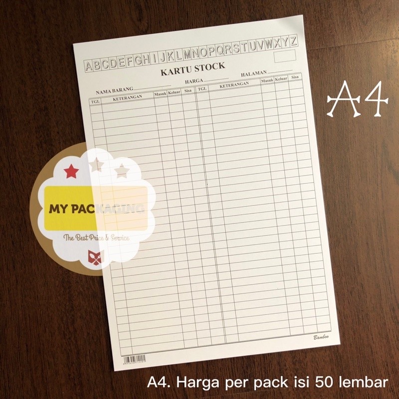 

Alat Tulis - Kartu Stock barang / Stock Card ukuran A4 [50 Sheets]