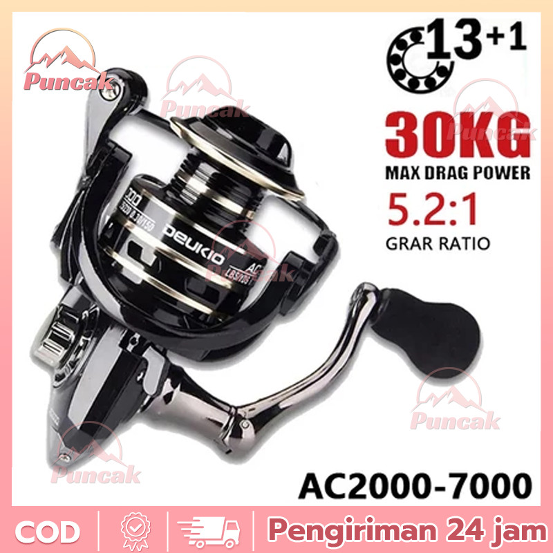 【PUNCAK】 Reel Pancing Deukio Reel Spinning Saltwater AC2000-7000 Fishing Reel 12kg Max Drag 5.2:1 Sp