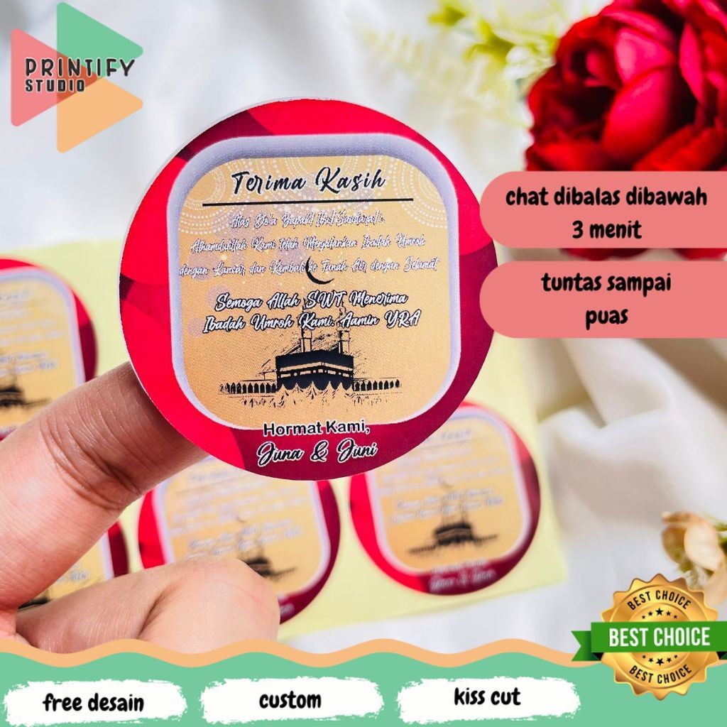 

Printify 2-4 Cetak Stiker Gift From Umroh Sticker Chromo Bulat Naik Haji Label Tasyakuran Hajj