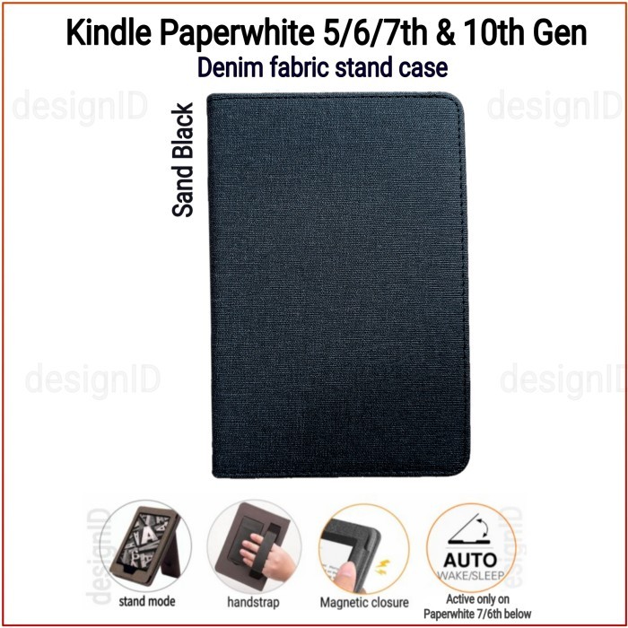 

promo -kindle paperwhite 4 7th 10th denim case stand casing magnetic fabric - Cool Gray