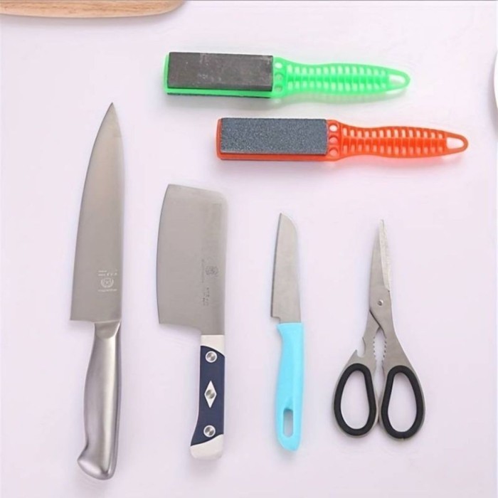 [Bisa COD] Batu Asah Pisau 2 Sisi Gagang Panjang / Alat Pengasah Penajam Peruncing Gunting Golok Ari
