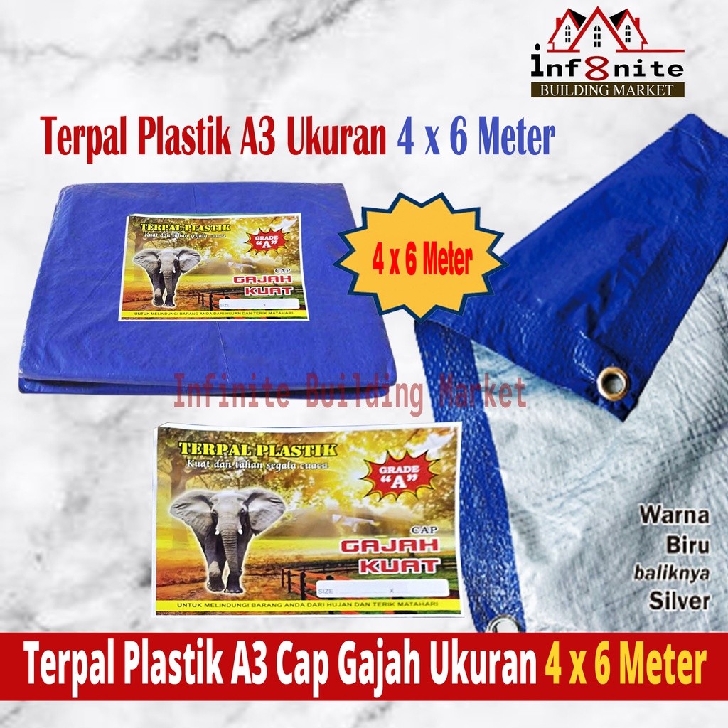 Terpal Plastik Tenda A3 4 x 6 Meter Tebal Murah Terpal Cap Gajah Kuat