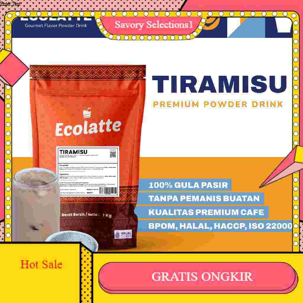 

【SAVORY】 FLASH SALE!! ECOLATTE TIRAMISU BUBUK MINUMAN 1 KG Premium Powder Drink Enak Rasa Kopi Tiramisu HALAL BPOM