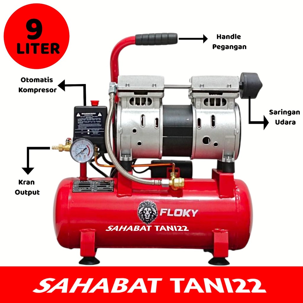 Kompresor Angin Listrik 9 Liter Oilless 3/4 Hp Kompresor Listrik 9 Liter Oilless 3/4 Hp Kompresor An