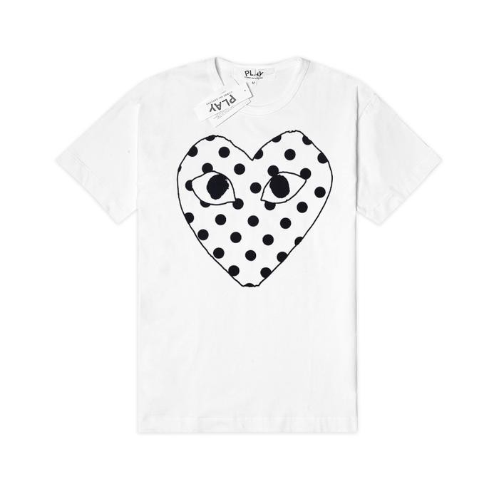 (COD) CDG Play Black Heart Polkadot T-Shirt - White, L