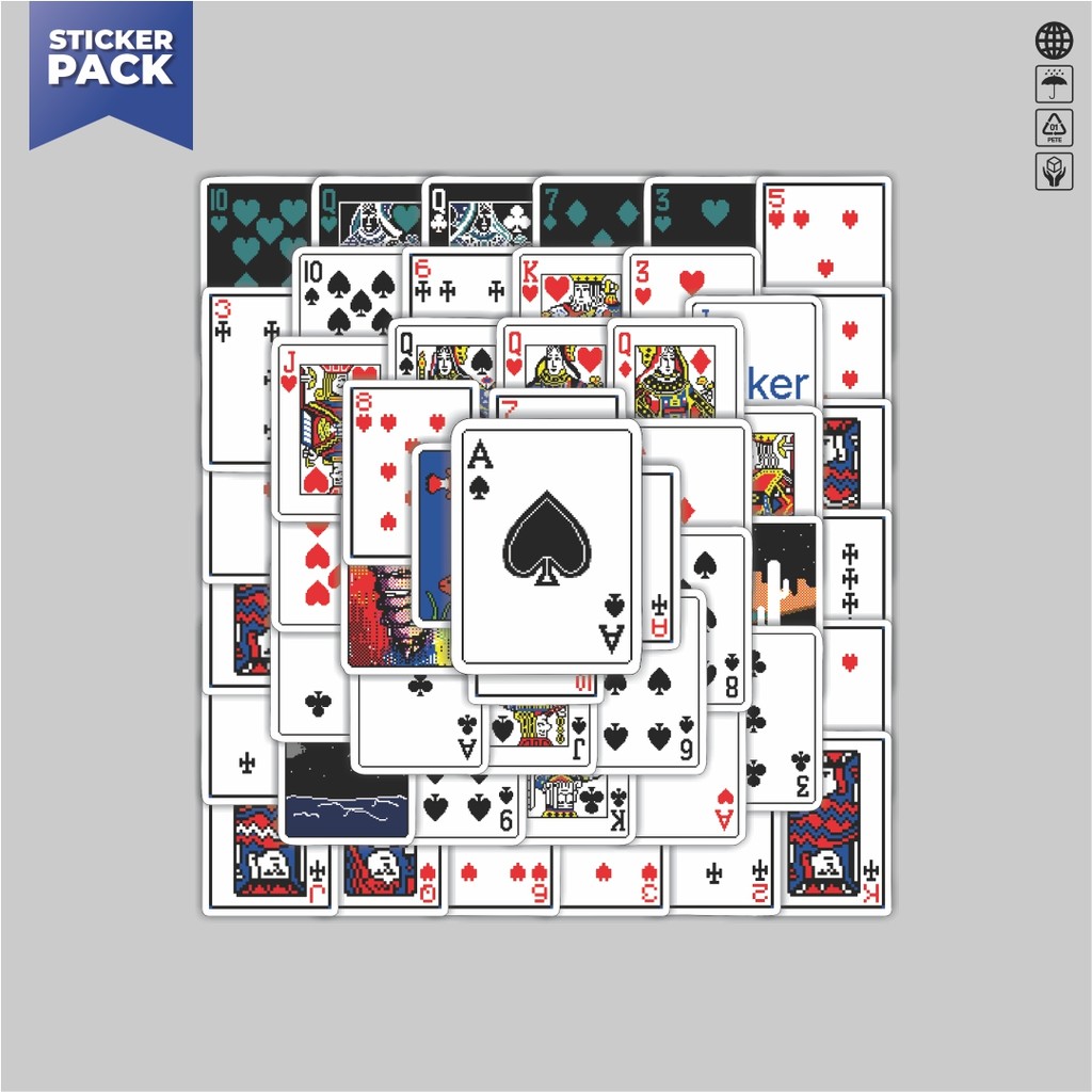 

[100PCS]Stiker Pack Stiker Kartu Poker V8 Aesthetic Vinyl Anti Air Dekorasi Sticker Laptop Buku Journal Koper Helm Casing HP Gitar Helm Skateboard