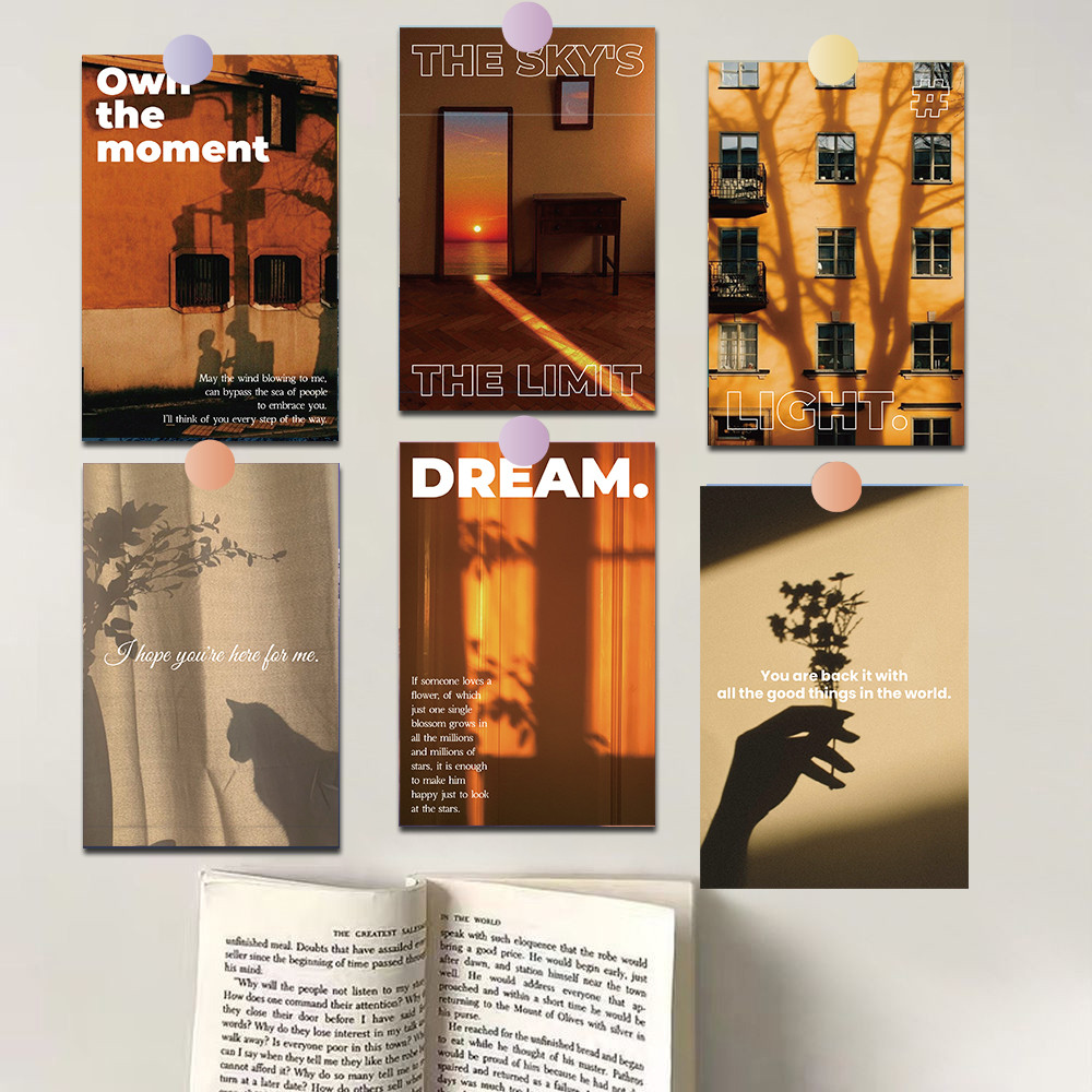 

10PCS Between Light And Shadow Stickers Poster Card Laptop Decoration Luggage Landscape Gift Kraft Paper Wall Room Bar Decor