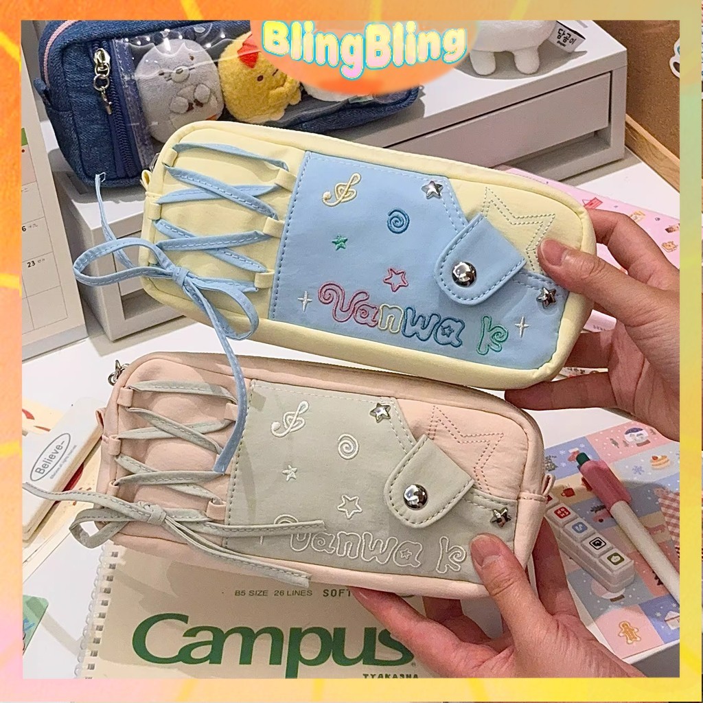 

【Ready】Kotak Pensil Estetika Lucu / Kotak Pensil Cantik Gadis Estetika Korea / Tas Penyimpanan Alat Tulis Siswa Berkapasitas Besar Multifungsi