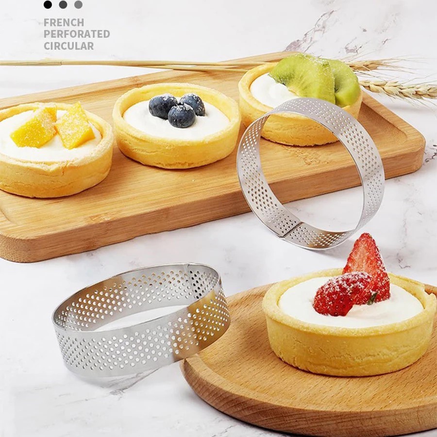 7/8/9Cm Perforated Pie Ring Stainless 304 / Cetakan Kue Tart Bulat / Perforated Round