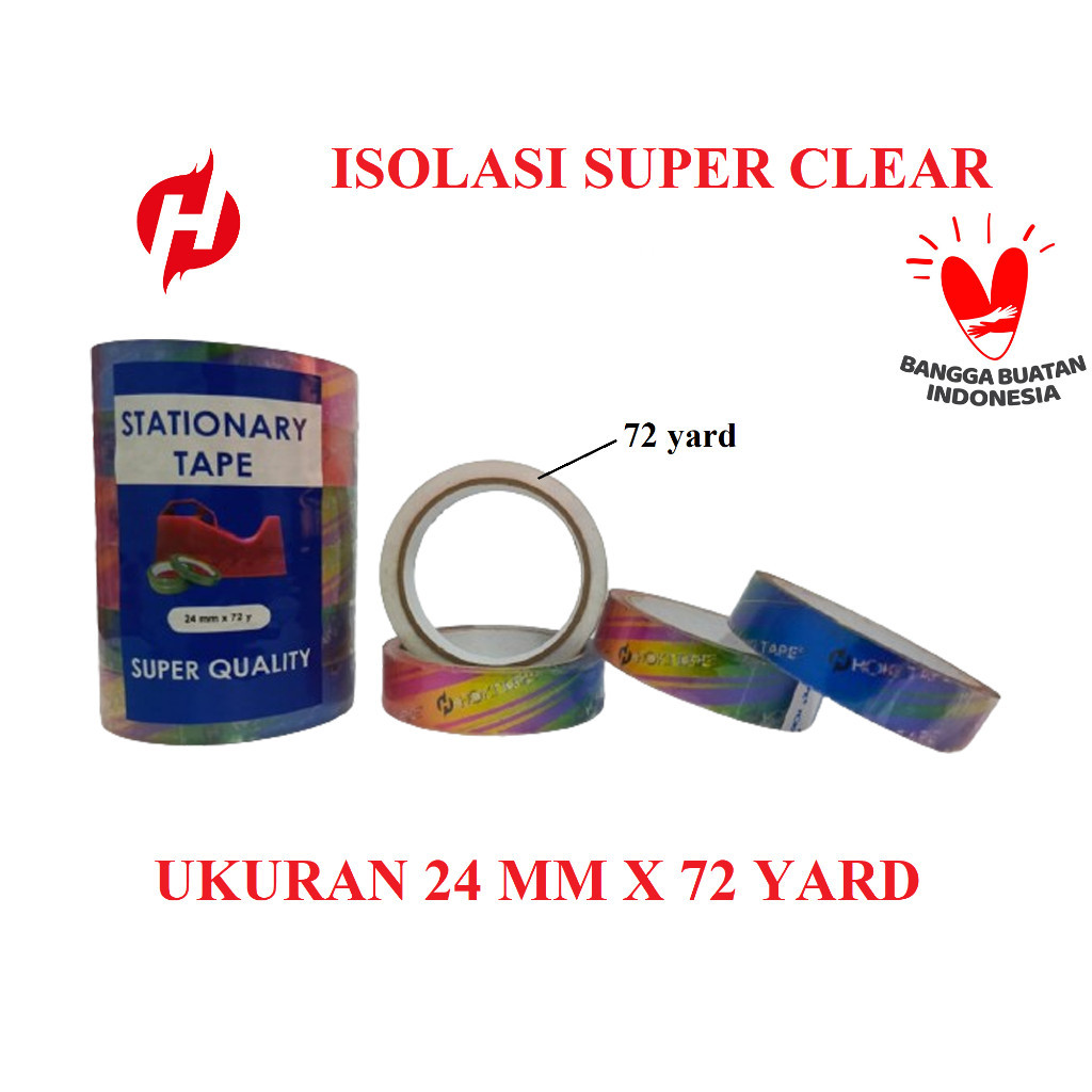 

24 mm x 72 y Solatip super clear 888 / Hoki tape 24mm*72yard/ Isolasi atk Selotip Bening Isolasi Lakban