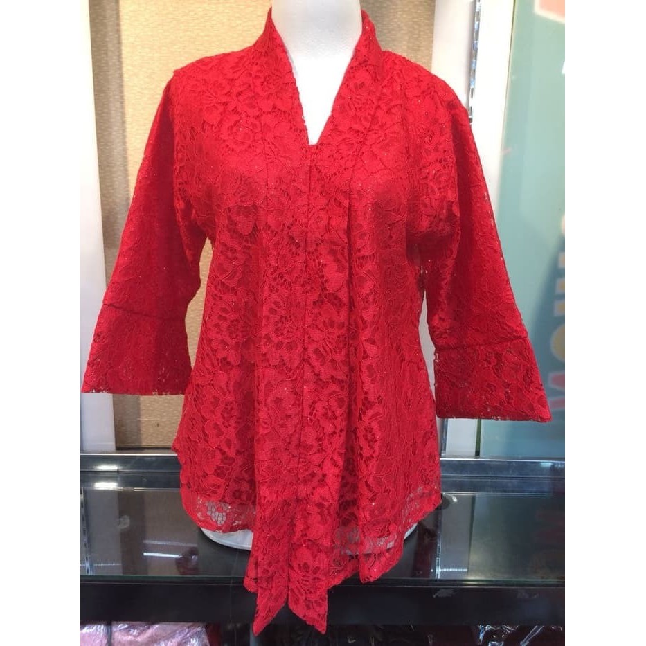 

✨LARIS✨ -Atasan Kebaya Kutu Baru Brukat Coklat Susu - Maroon, XXL