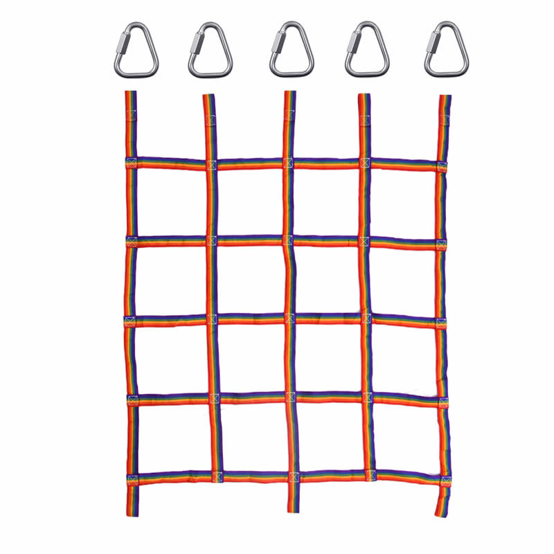 Outdoor Children Rainbow Climbing Net Rope Ladder Jungle Warrior Obstacle Courses Hanging Step Playg