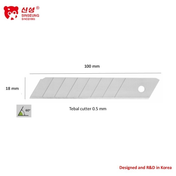 

Isi cutter besar 18 mm L203 SINSEUNG Cutter Blade 18mm (10 pcs per tube)