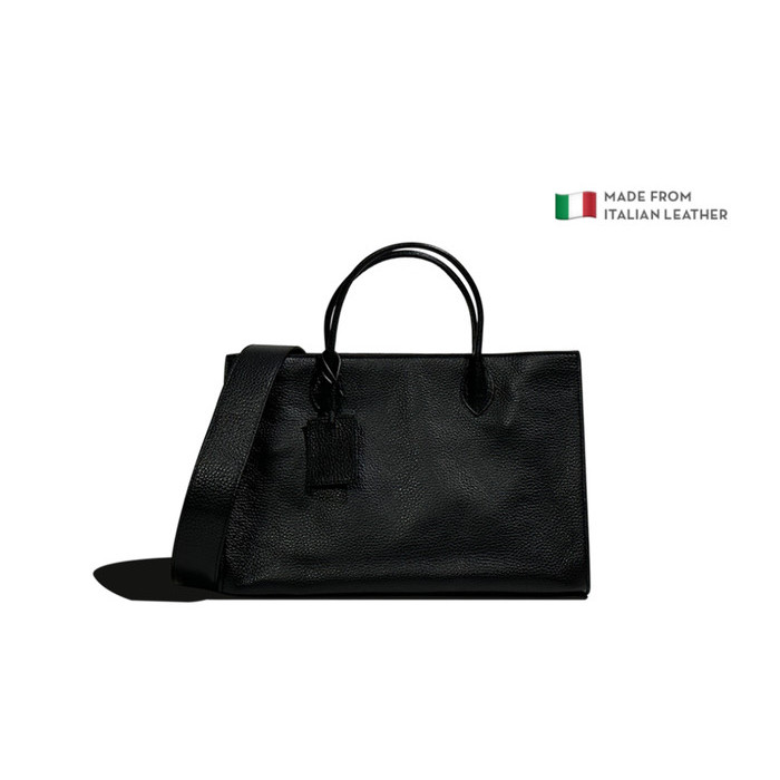 ✔W.H.Sw✔ - TERLARIS ROUNN Felice 31 Model Tas Selempang Bahu Wanita Kulit Asli - Black Asphalt