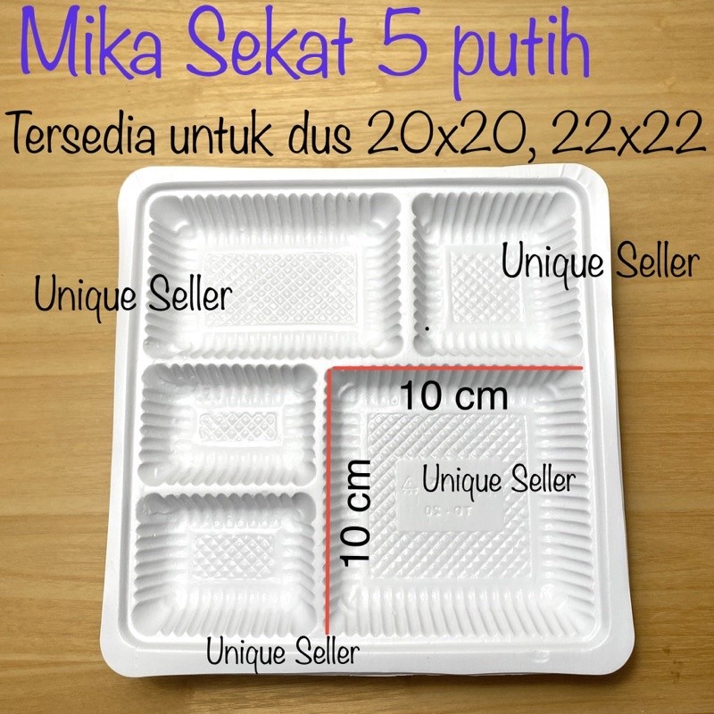 [Isi50] Mika Sekat 5 Warna Putih untuk dus nasi 20x20 / Mika Sekat 5 Warna Putih untuk dus nasi uk 2