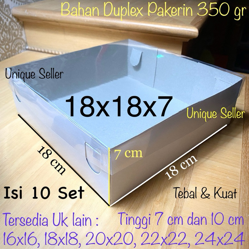 

[Isi10] DUS PUTIH TUTUP MIKA 18x18x7 cm / Dus Box Kotak Nasi Putih 18x18 x 7 cm / Dus Box Kotak Kue Tart 18x18x7cm / Dus Box Kotak Hampers 18x18x7 / Dus Box Kotak Puding Pudding Uk 18 Tutup Full Mika