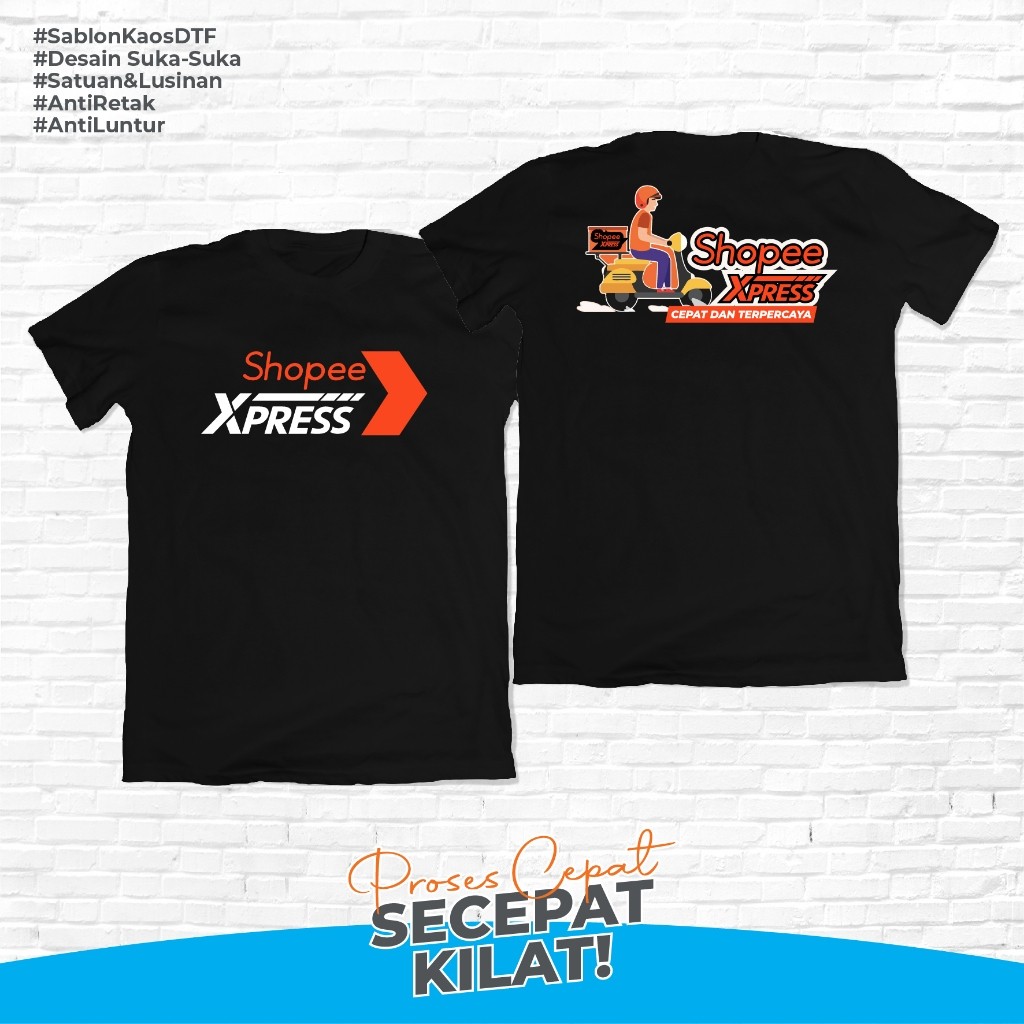 Kaos Distro Shopee EXPRESS Oren dan Hitam Kaos Kurir Shopee