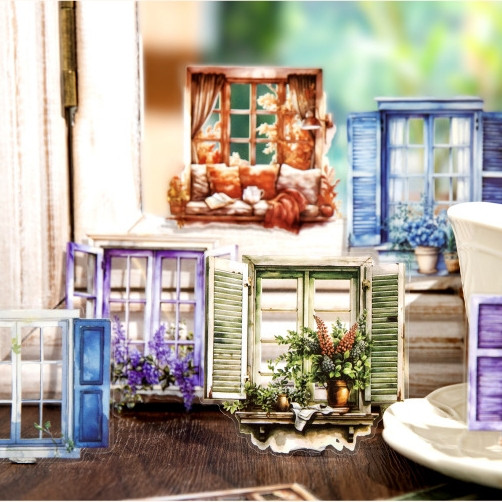 

[Gongjin] 30pcs Sticker Colorful Window View CWV Jendela Estetik Hiasan Deco DIY Scrapbook