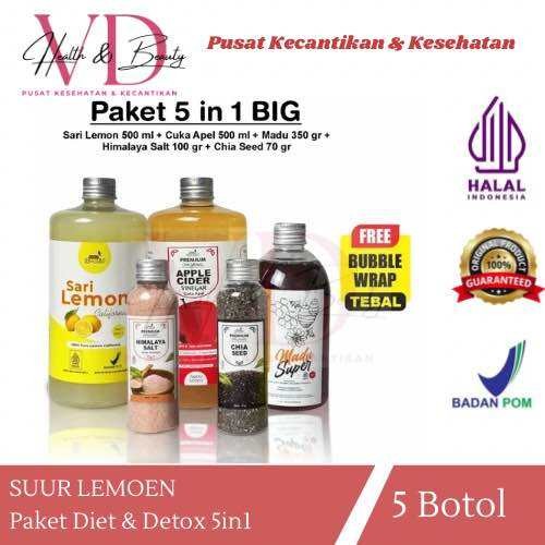 

Diet Detox 5in1 | Paket Hemat | Paket Sehat | Paket Hemat Cuka Apel, Sari Lemon, China Seed, Madu Hutan, Garam Himalaya