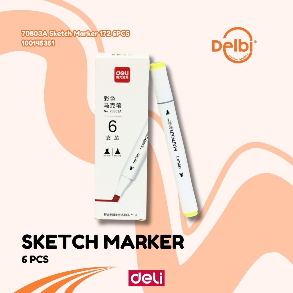 

DELI - SPIDOL SKETCH MARKER / SPIDOL SKETSA 70803A DUAL TIP 70803A Sketch Marker 172 6PCS