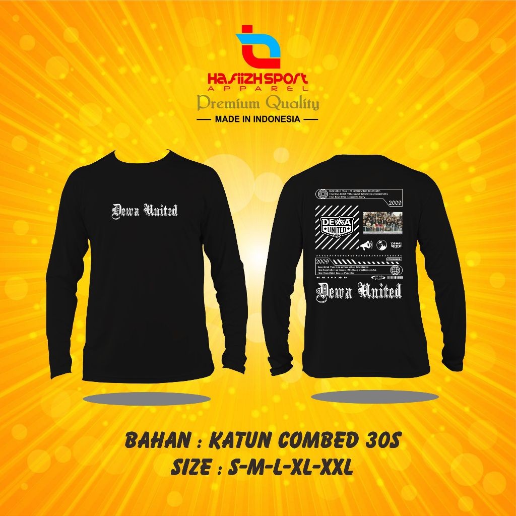 KAOS BAJU SUPORTER DEWA UNITED LENGAN PANJANG BAHAN PREMIUM
