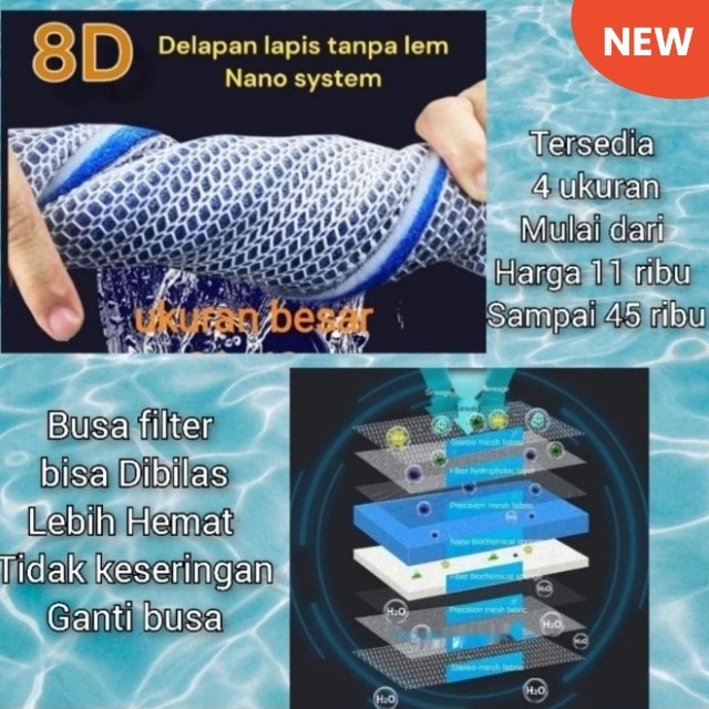 Busa filter aquarium 8D nano cramic busa filter bisa di cuci atau di bilas