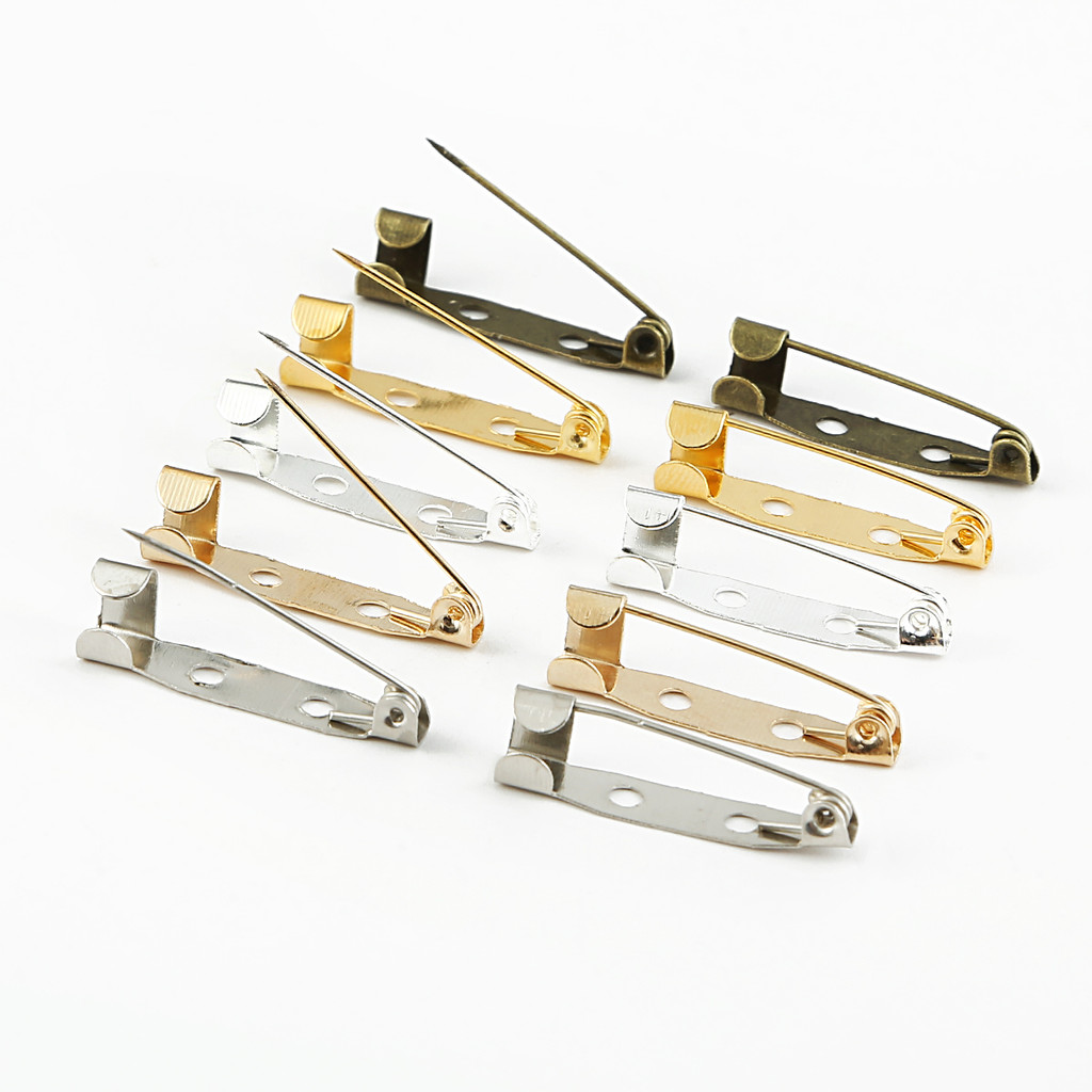

10pcs/lot 15 20 25 30 35 mm Brooch Clip Base Pins Safety Pins Brooch Settings Blank Base For DIY Jewelry Making Supplies