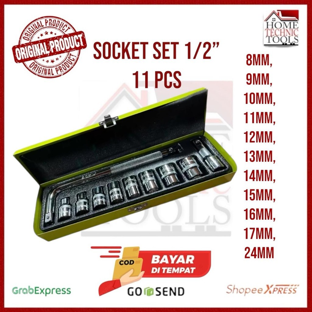 RIDX KUNCI SOCK SET/KUNCI SOCK HAND SOCKET SOK SET 11 PCS 8-24mm(8,9,10,11,12,13,14,15,16,17,24)