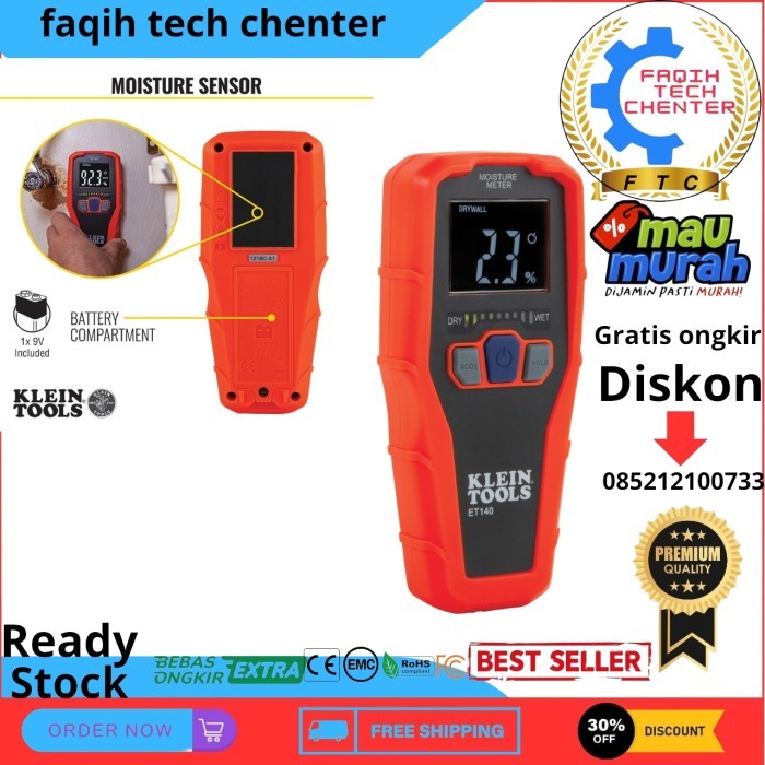 Pinless Moisture Meter KLEIN TOOLS ET140 MC Tester Kayu Tembok Wood
