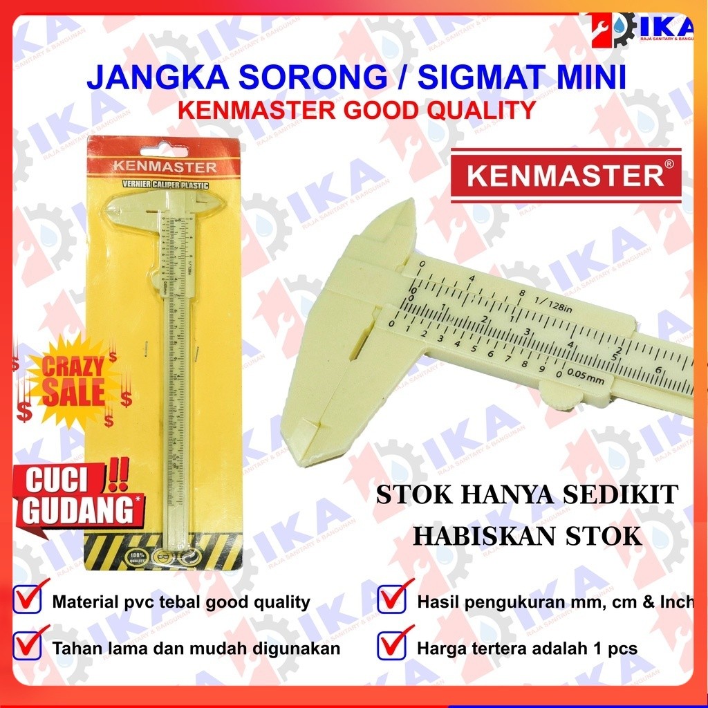 

Sigmat Plastik KENMASTER Jangka Sorong Alat Pengukur Panjang Plastik