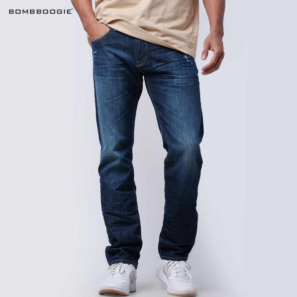 Bombboogie Celana Jeans Pria Slimfit J6 Series Dark Blue 43SJ6B3DL