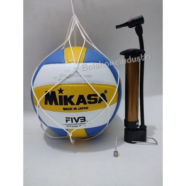 Bola Volley Mikasa MV2200 Super Gold. Bola Voli Empuk,Bola Voli Mikasa Pres Bonus Pompa. Bola Voli A