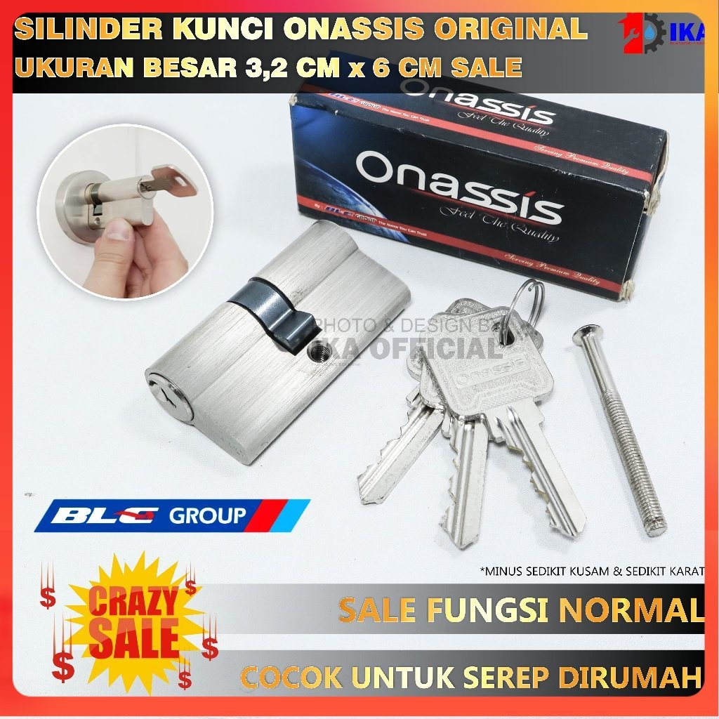 CRAZY SALE CYLINDER ONASSIS 60MM COMP / Kunci Onassis / Cylinder Kunci 60 mm / CYLINDER SILINDER KUN