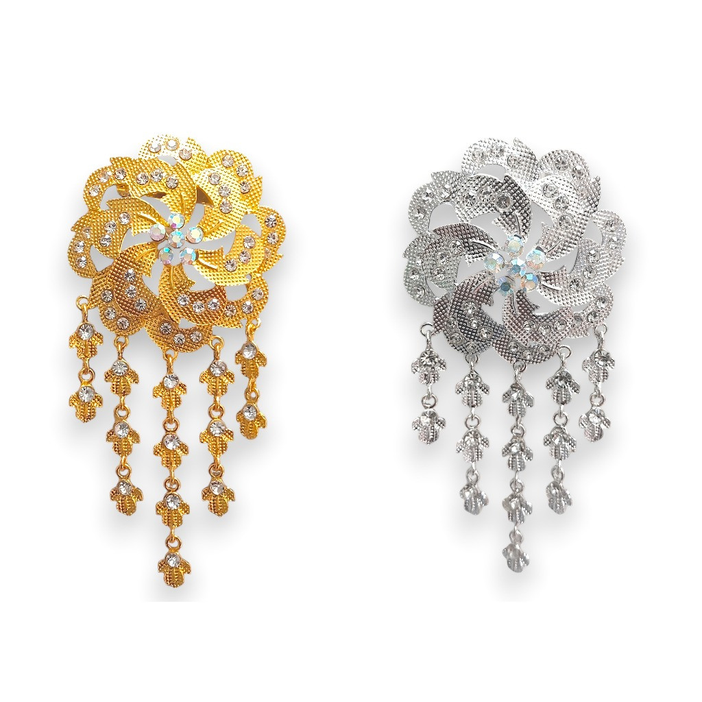 Bros Kebaya Kutu Baru / aksesoris baju kebaya wanita  Bunga Susun matahari emas silver