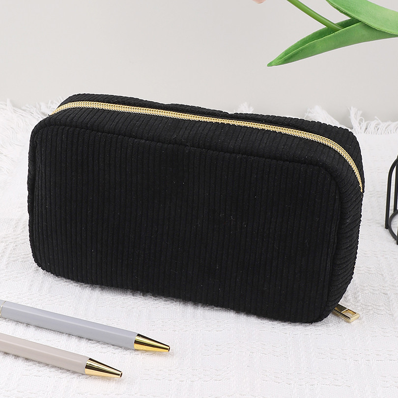 

Pencil Case Black Estuche Escolar Pencil Pouch Corduroy Large Capacity Pen Case School Supplies Kalemlik Pencil Cases For Girls